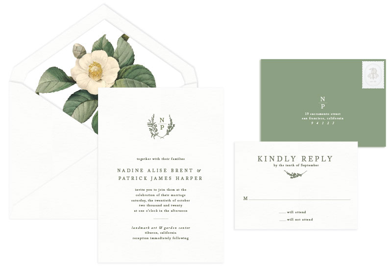 Amador Letterpress Wedding Invitation | Classic + Botanical