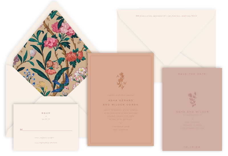 Aurelia Letterpress Wedding Invitation | Botanical