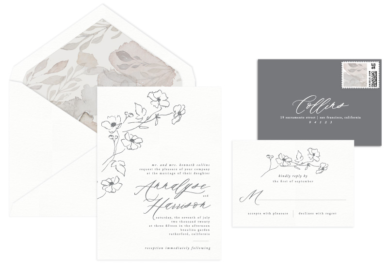 Montclair Letterpress Wedding Invitation | Modern + Natural