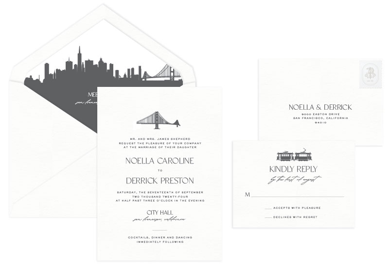 SanFrancisco Letterpress Wedding Invitation | Modern + Destination