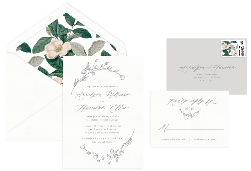 Whittier Letterpress Wedding Invitation | Botanical + Contemporary