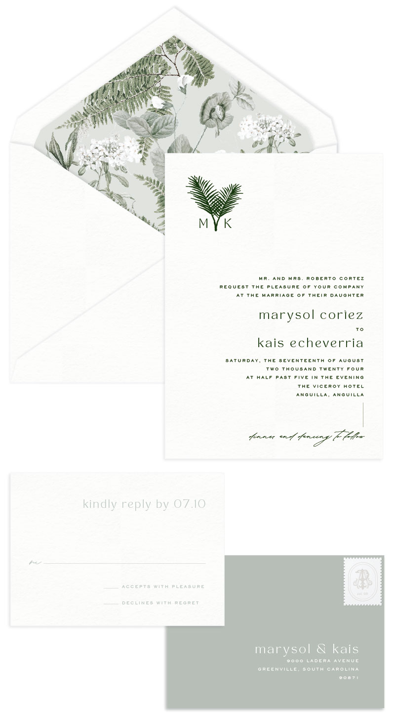 Riviera Letterpress Wedding Invitation