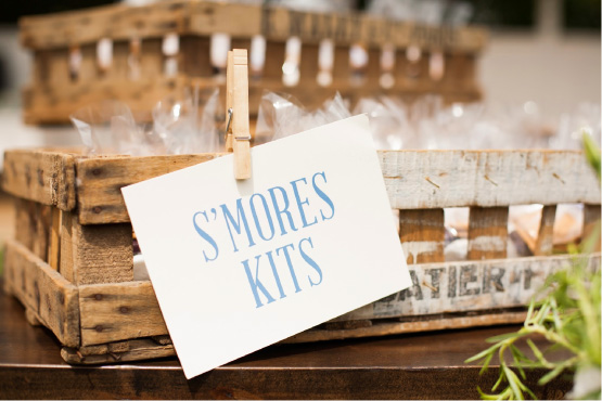 S'mores kit typographic sign for wedding guests