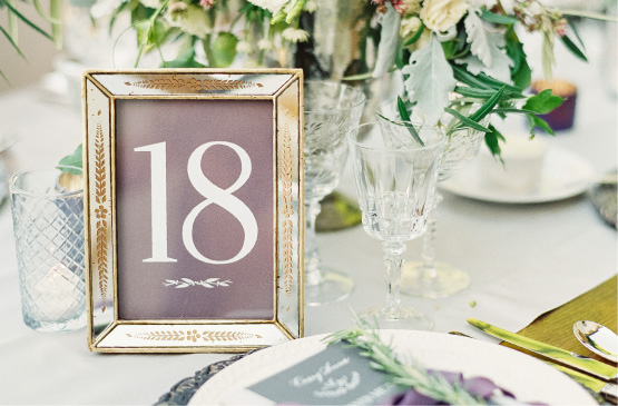 Large Framed Wedding Table number with warm gray background