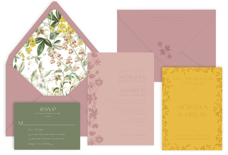 Fiori Letterpress Wedding Invitation | Modern + Botanical