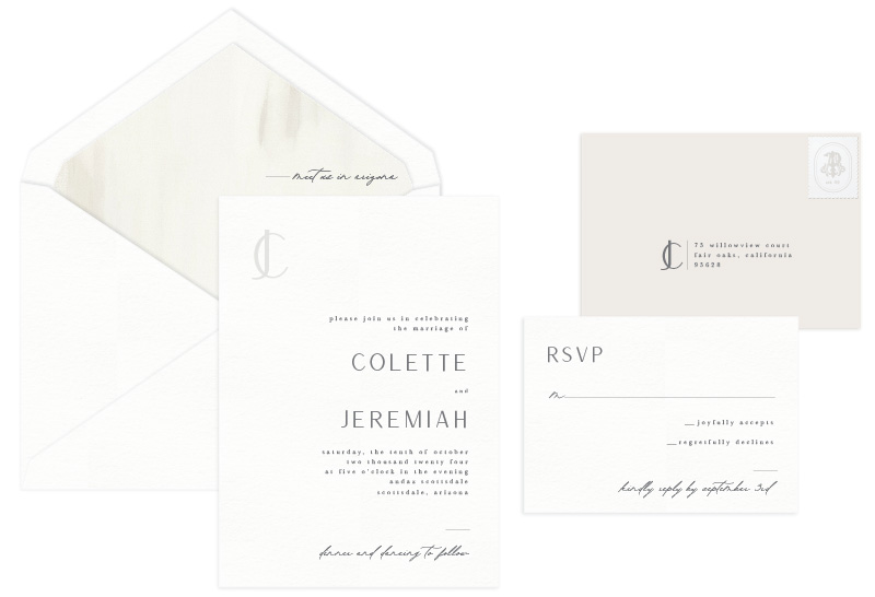 Laszlo Letterpress Wedding Invitation | Modern + Minimalist