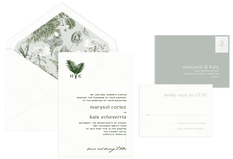 Riviera Letterpress Wedding Invitation | Destination