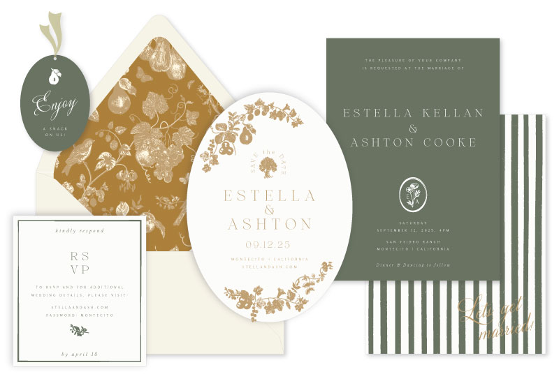 Verbena Letterpress Wedding Invitation | Classic + Botanical