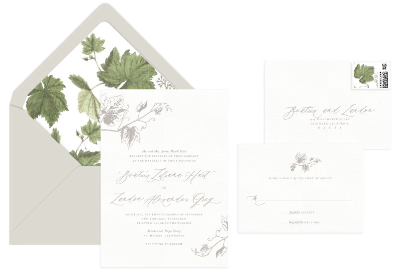 Vineyard Letterpress Wedding Invitation | Destination + Rustic