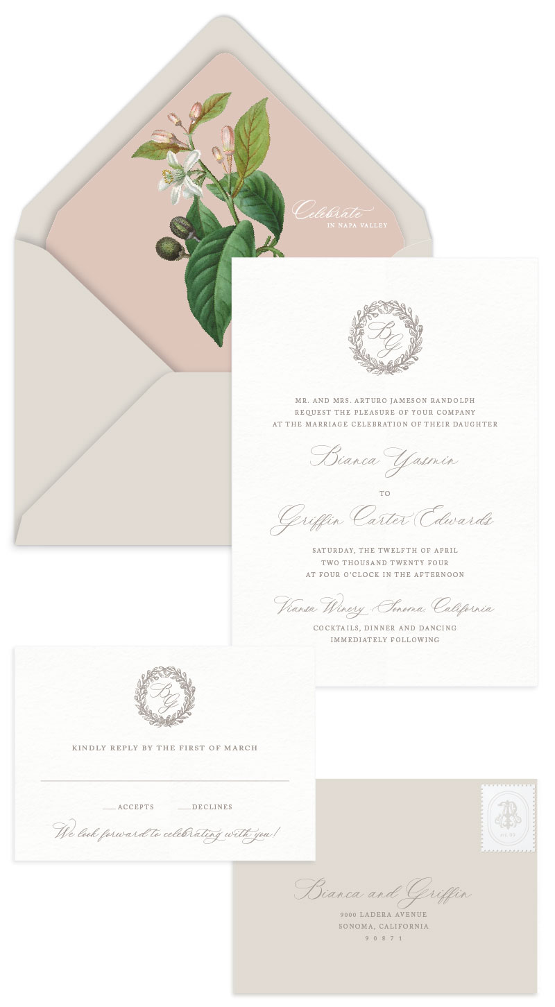 Bianca Letterpress Wedding Invitation