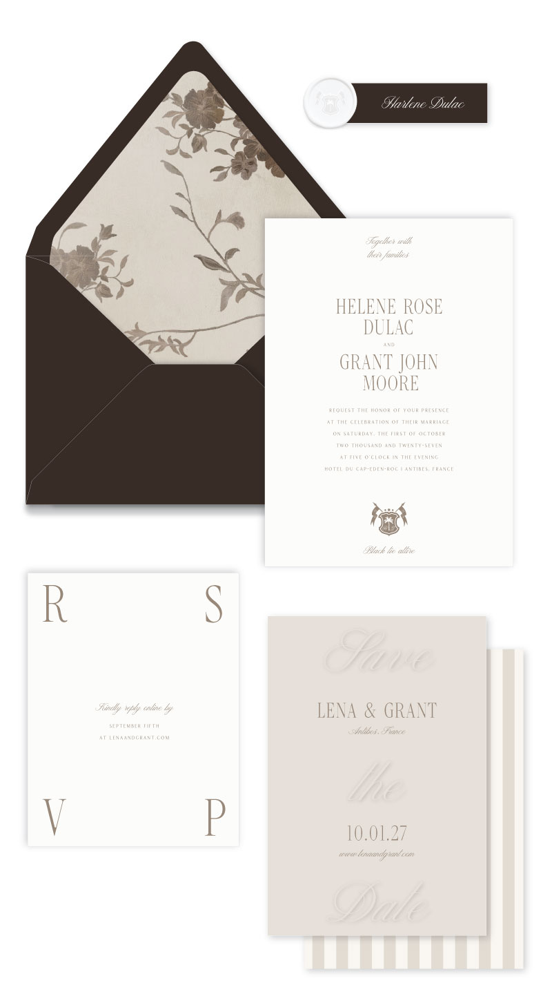Rhodes Letterpress Wedding Invitation