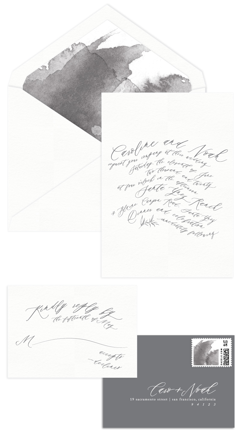 Rivers Letterpress Wedding Invitation