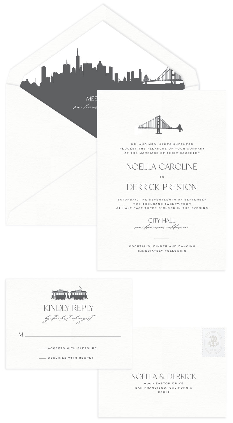 SanFrancisco Letterpress Wedding Invitation