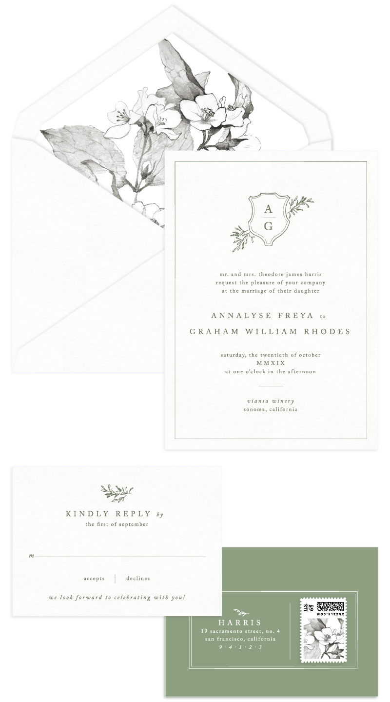 Sonoma Letterpress Wedding Invitation