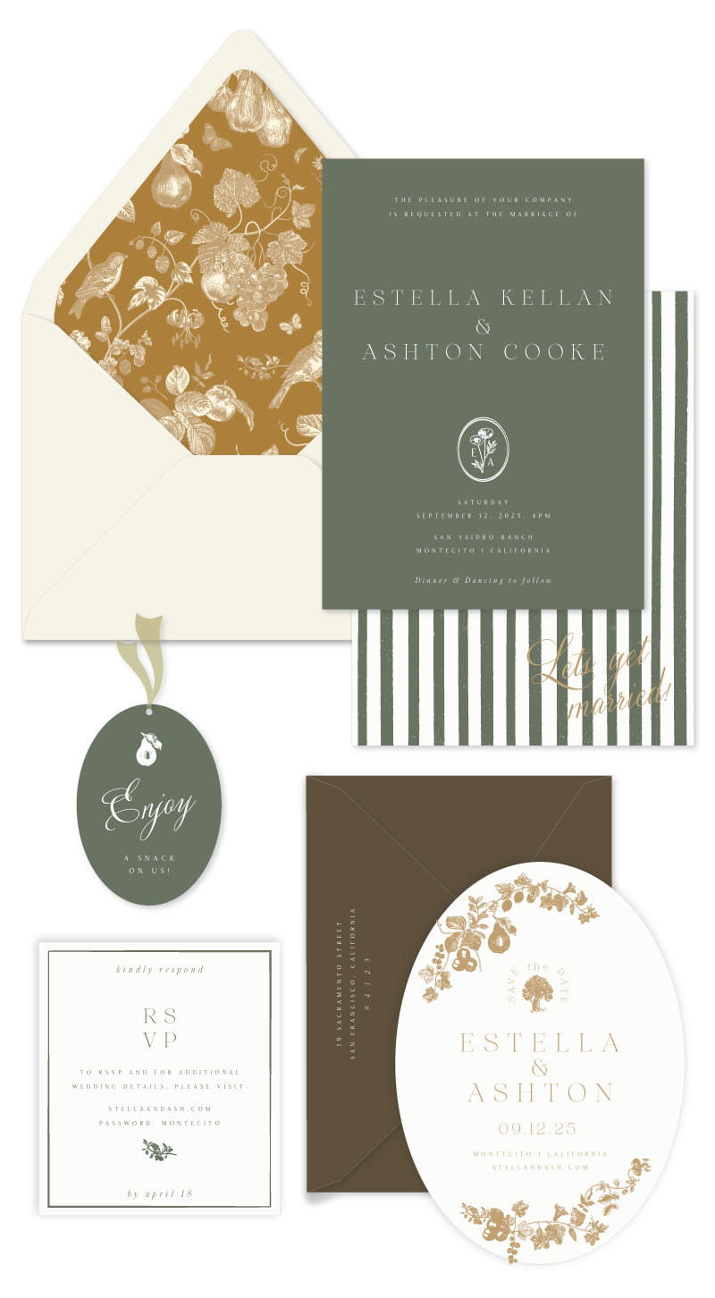 Verbena Letterpress Wedding Invitation