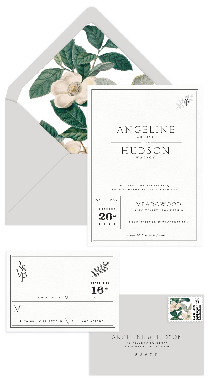 Woodrow Letterpress Wedding Invitation